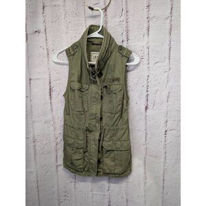 Abercrombie & Fitch 1892 Womens S Army Green‎ Khaki Button Up Gilet Utility Vest